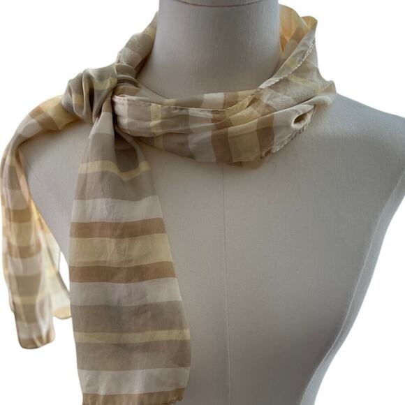 Liz Claiborne Anne Klein Women Scarves Beige Tan Pink Silk Classic Old Money‎ - Picture 3 of 10
